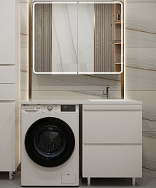 Stella Polare Мебель с раковиной под стиральную машину Мадлен Памелла 120 R белая – фотография-1